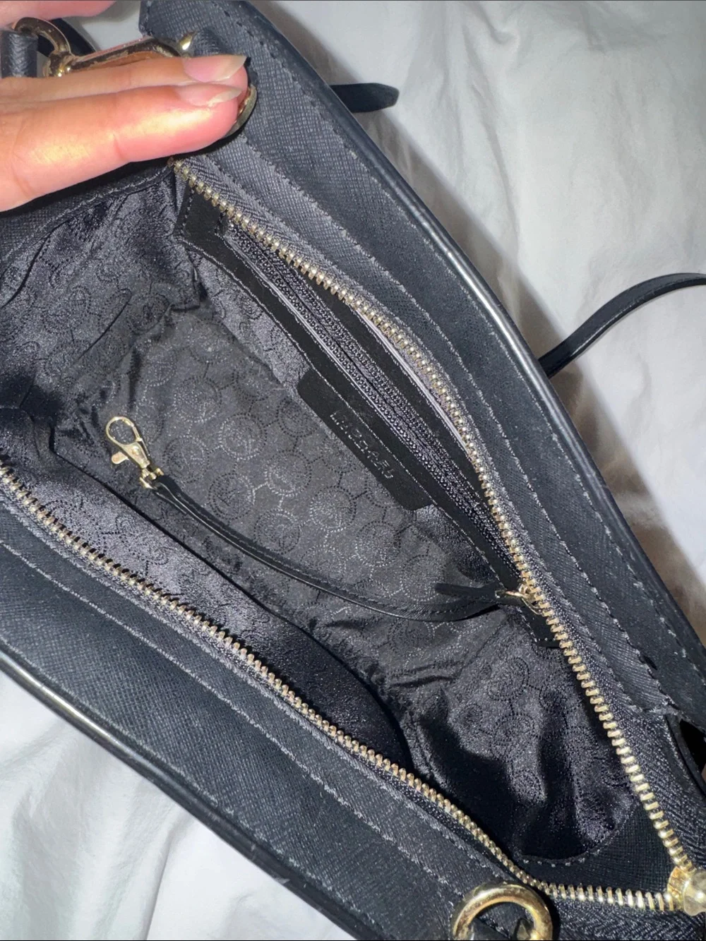 Michael Kors Black Leather Small Crossbody with Gold Hardware